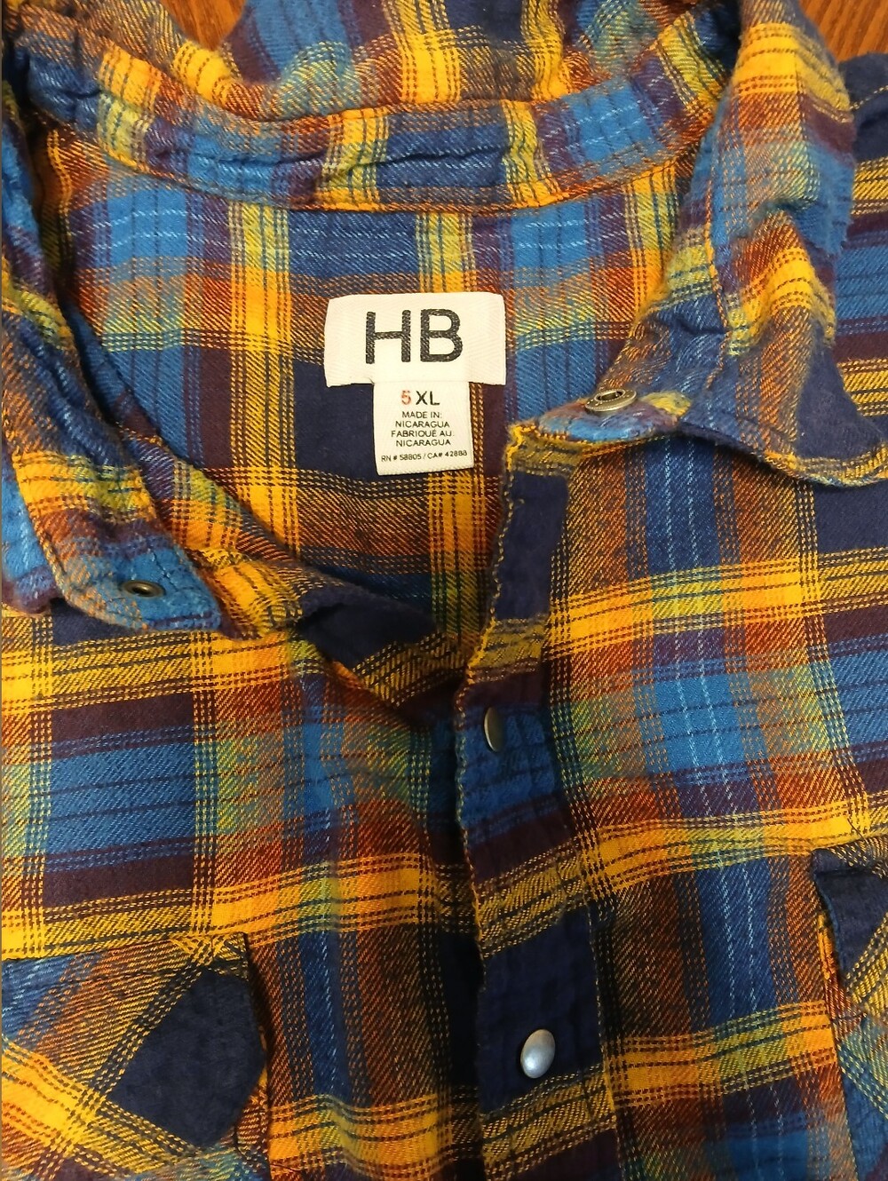 HB Men’s Blue and Yellow Plaid Flannel Shirt